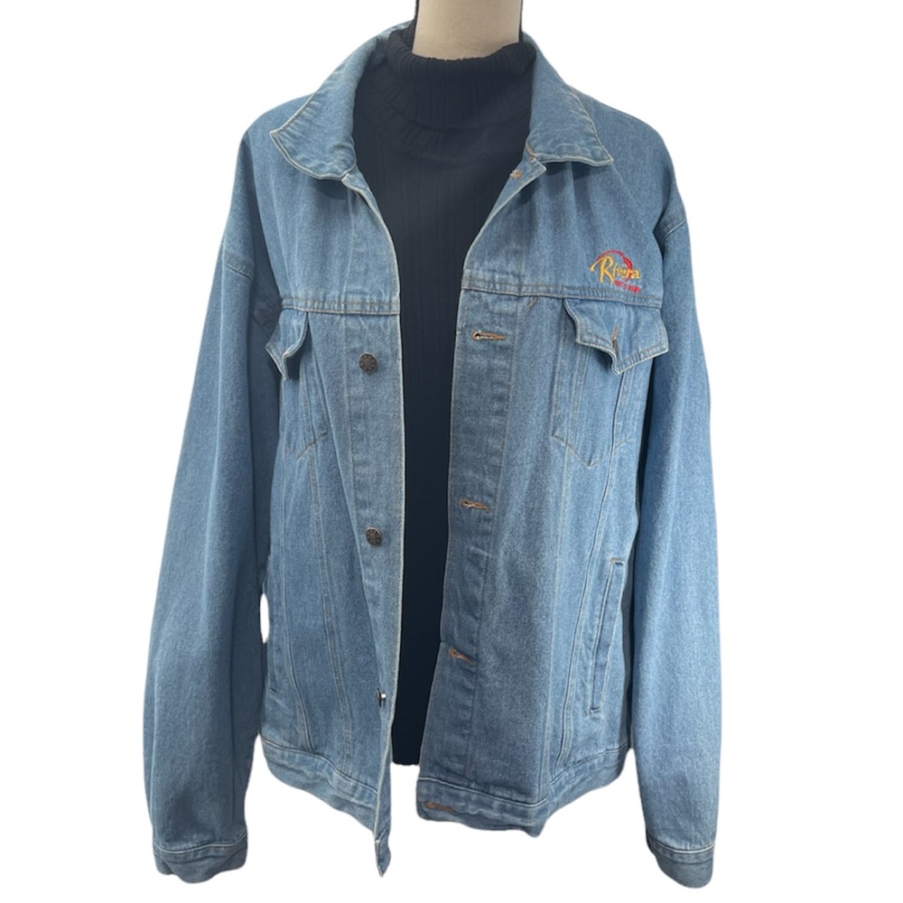 Vintage 90’s Riviera Hotel And Casino Las Vegas Nevada Denim Button Jean Jacket